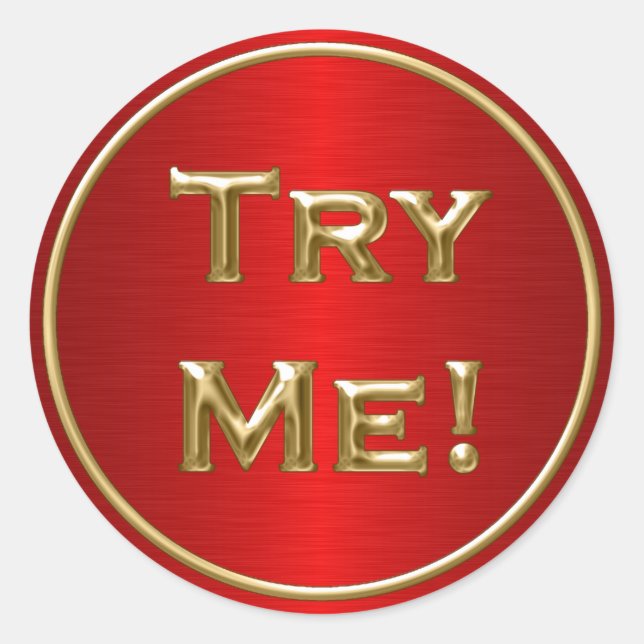 Adesivo Redondo Experimente Preto Dourado Vermelho Para Exemplo De (Frente)