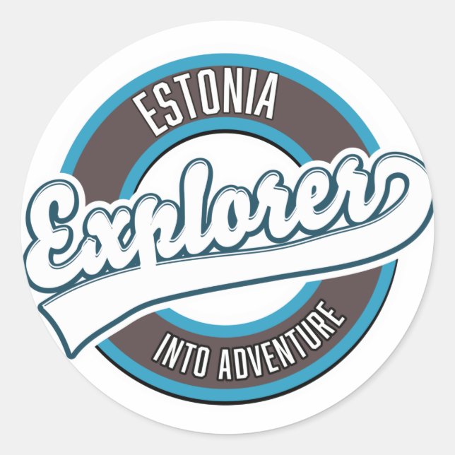Adesivo Redondo Explorador da Estônia em aventura (Frente)