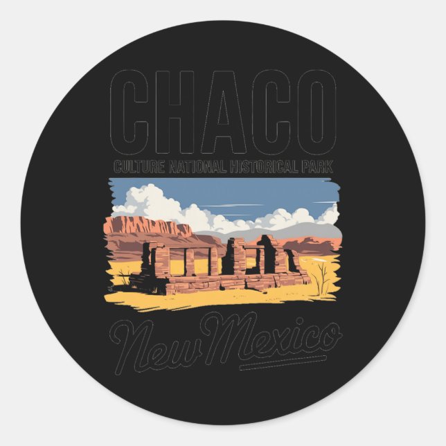 Adesivo Redondo Explore Chaco Culture National Park New Mexico  (Frente)