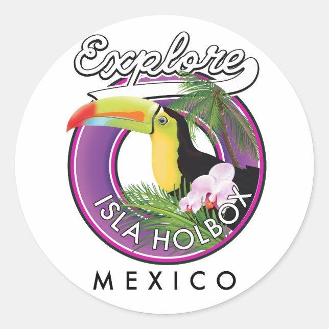 Adesivo Redondo explore Isla Holbox Beach méxico viagem patch Post (Frente)