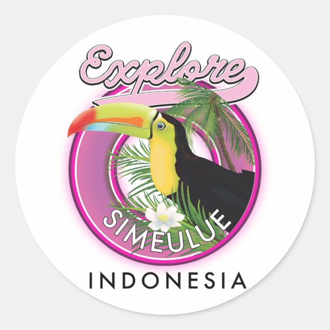 Adesivo Redondo Explore Simeulue Indonésia logotipo. (Frente)