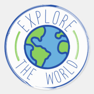 Adesivo Redondo explore the world travel sticker