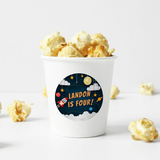 Adesivo Redondo Explosão | Aniversário de criança personalizado (Criador carregado)