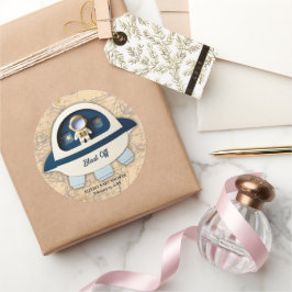 Adesivo Redondo Explosão! Chá de fraldas do Astronauta Moderno Vin