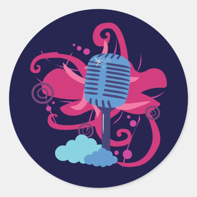 Adesivo Redondo Explosão de Arte de Microfone (Frente)