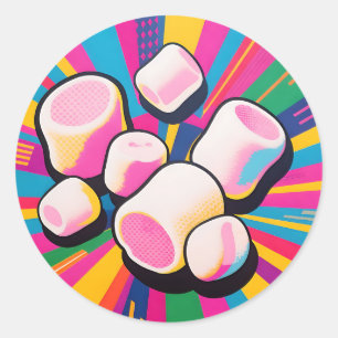 Adesivo Redondo Explosão de Marshmallow Pop Art