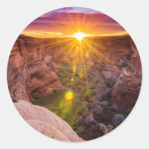 Adesivo Redondo Explosão de sol no Canyon de Chelly, AZ