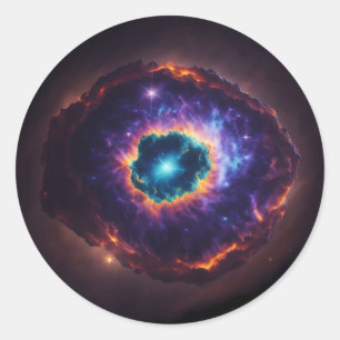 Adesivo Redondo Explosão de Supernova no céu noturno estrelado