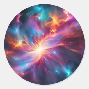 Adesivo Redondo Explosão nebulosa vibrante