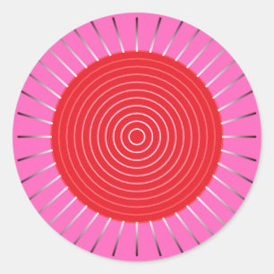 Adesivo Redondo Explosão Sunística Geométrica Moderna - Fuchsia