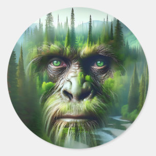 Adesivo Redondo Exposição Dupla Pé-Grande com Floresta
