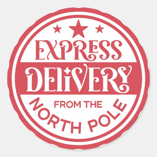 Adesivo Redondo Express Delivery from the North Pole Sticker  (Frente)