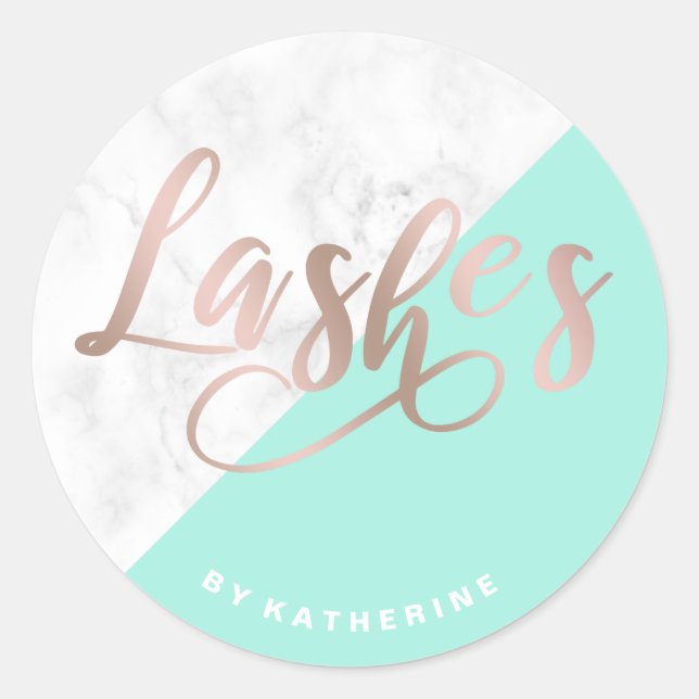 Adesivo Redondo Extensão moderna de mármore elegante e rosa dourad (Frente)