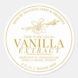 Adesivo Redondo Extrato de baunilha, flor e feijão amarelo