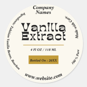 Adesivo Redondo Extrato de Vanilla Personalizar Rótulo Redondo