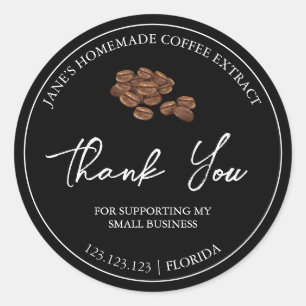 Adesivo Redondo Extrato simples de café caseiro Obrigado Rótulo