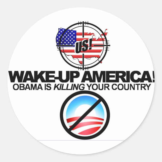 Adesivo Redondo Extreme Anti Obama Piada Sticker 01 (Frente)