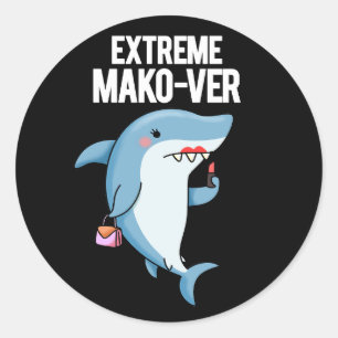 Adesivo Redondo Extreme Mako-ver Funny Mako Shark Pun Dark BG