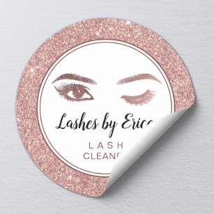 Adesivo Redondo Eyelash Extensões Lash Limpa Rosa Glitter Dourado