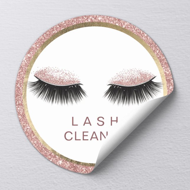 Adesivo Redondo Eyelash Extensões Lash Limpa Rosa Glitter Dourado (Criador carregado)