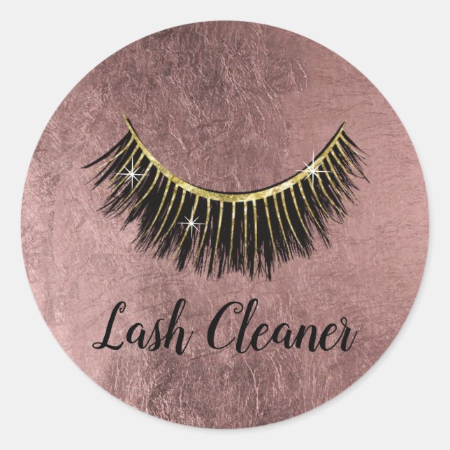 Adesivo Redondo Eyelash Extensões Lash Rosa Dourado (Frente)