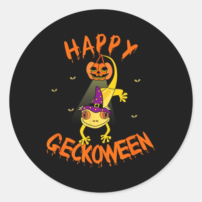 Adesivo Redondo Eyelash Gecko Pumpkin, Deitada Deitada em Cuta do  (Frente)