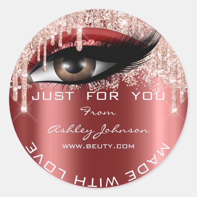 Adesivo Redondo Eyelash Rosa Burgund, Obrigado,  De Literatura, Fe (Frente)