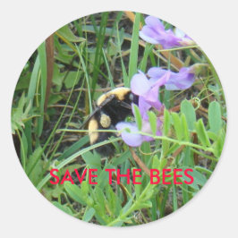 Adesivo Redondo F2 Abelha em flor selvagem roxa