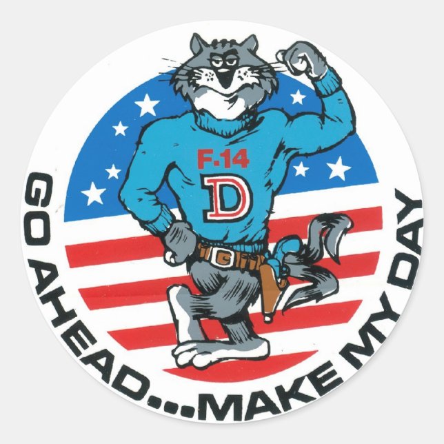 Adesivo Redondo F-14 Faça o meu dia (Frente)