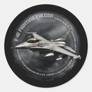 Adesivo Redondo F-16 Falcão de Luta