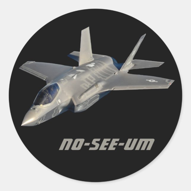 Adesivo Redondo F-35 Combatente De Jato Sem Ver-Um (Frente)
