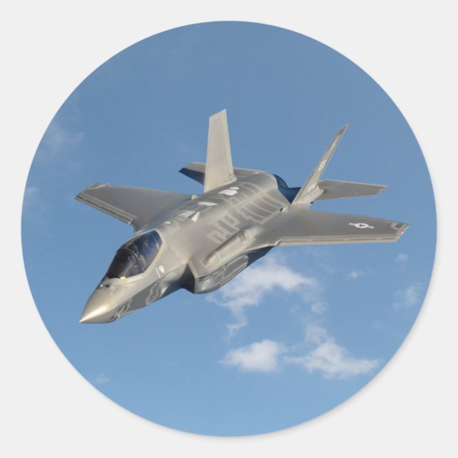 Adesivo Redondo F-35 Relâmpago II Pantera Jato no Céu (Frente)