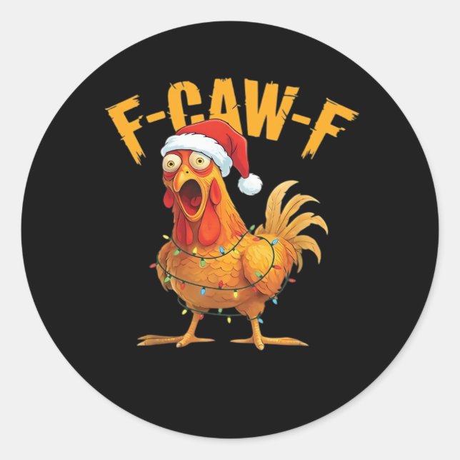 Adesivo Redondo F-Caw-F Chicken Christmas Essential (Frente)