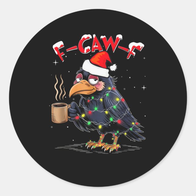 Adesivo Redondo F-caw-f Christmas Crow Xmas Goth Lights Santa Hat  (Frente)