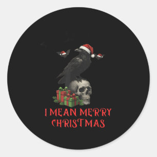 Adesivo Redondo F-caw-f Corvo de Natal Engraçado Caveira de Natal