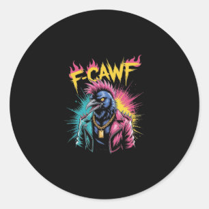 Adesivo Redondo F-caw-f Corvo Engraçado Punk Corvo Graffiti Humor