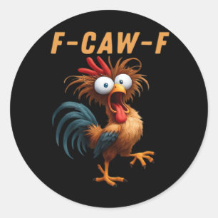 Adesivo Redondo F-Caw-F Corvo Gótico Humor Engraçado Estilo Vintag