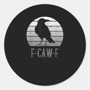 Adesivo Redondo F-Caw-F Corvo Pássaro Retro Lua Vintage F-Caw-F