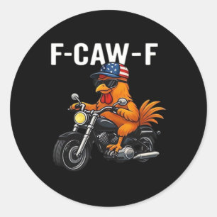 Adesivo Redondo F-Caw-F Frango Clássico Gráfico Estético