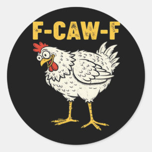 Adesivo Redondo F-Caw-F Frango Clássico Retro Legal