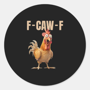 Adesivo Redondo F-Caw-F Frango Estilo Vintage