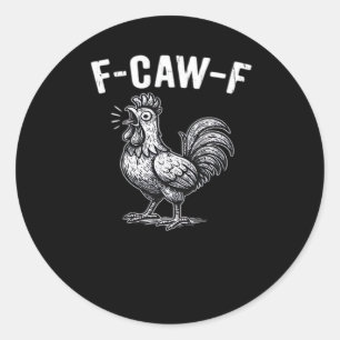Adesivo Redondo F-Caw-F Frango Gráfico Retro