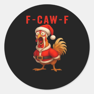 Adesivo Redondo F-Caw-F Frango Natal Vintage Legal
