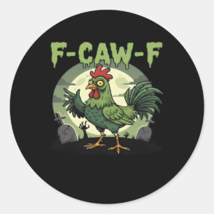 Adesivo Redondo F Caw F Galinha Engraçada Halloween Vintage Clássi