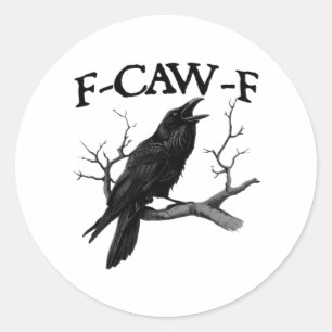Adesivo Redondo F Caw F Gráfico Vintage Clássico