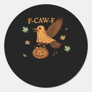 Adesivo Redondo F-Caw-F Halloween Clássico Retrô