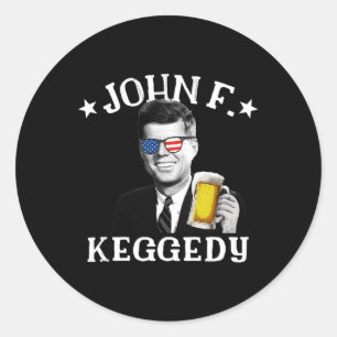 Adesivo Redondo F. Keggedy Bebado Presidente Kennedy Jfk 4 De Julh