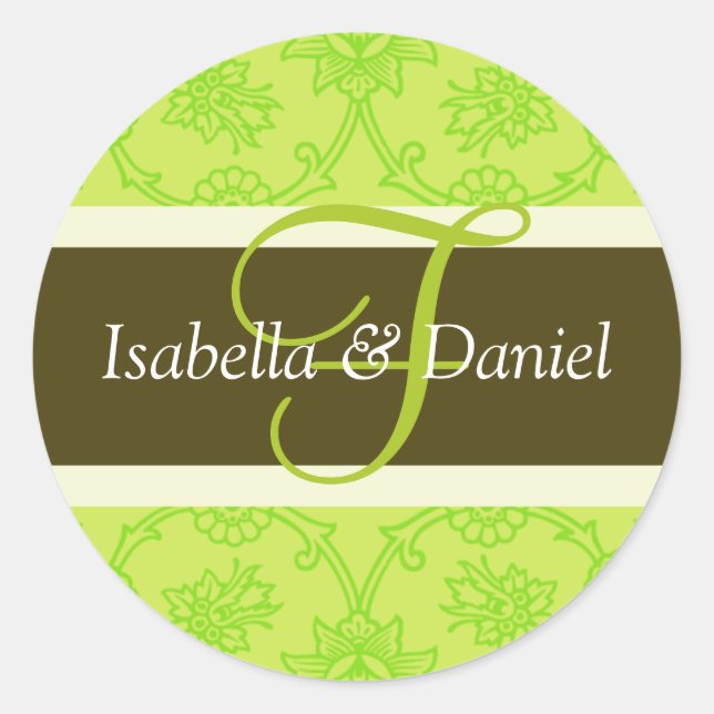 Adesivo Redondo F Monogramas Para Selos De Convite Para Casamento (Frente)
