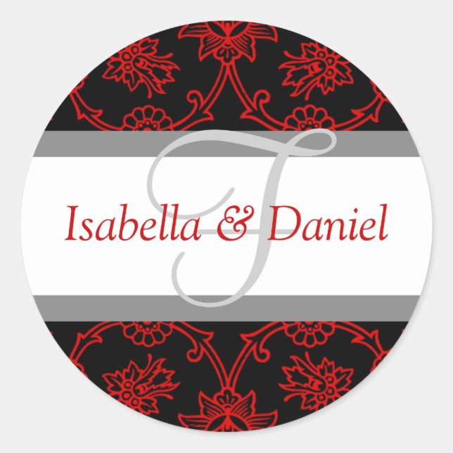 Adesivo Redondo F Monogramas Para Selos De Convite Para Casamento (Frente)