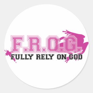 Adesivo Redondo F.R.O.G. - Confie inteiramente no deus (o rosa)